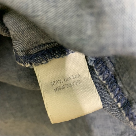 Lauren Conrad denim chambray hearts button down too cotton extra large - Picture 3 of 8